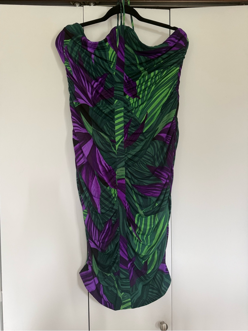 Purple & Green Tropical Leaf Dress ~ size PL